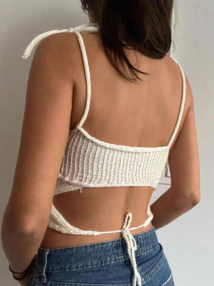 Style Core Aesthetics, New Style Trends - Rose Detailed Knitted Crop Top