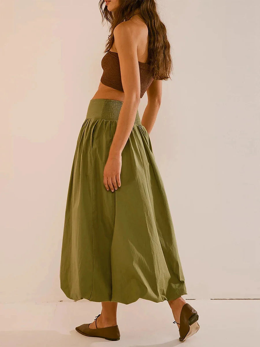 Style Core Aesthetics, New Style Trends - Ruched Bubble Hem Midi Skirt