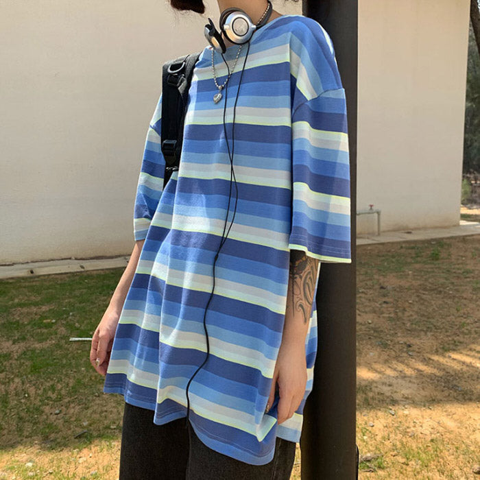 Style Core Aesthetics, New Style Trends - Run Your Game Striped T-Shirt
