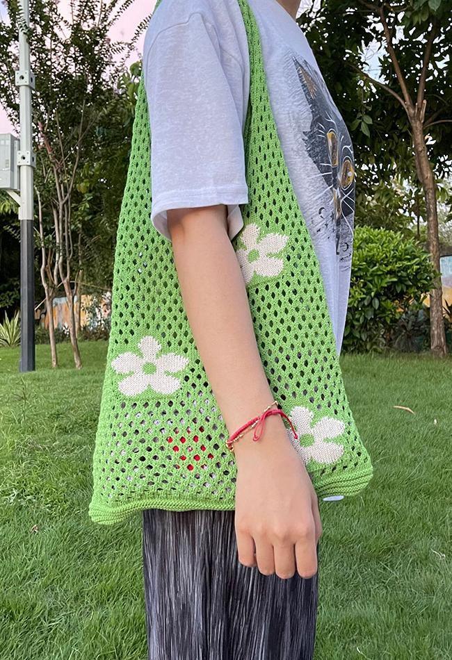 Style Core Aesthetics, New Style Trends - Sac éco à bandoulière à fleurs découpées