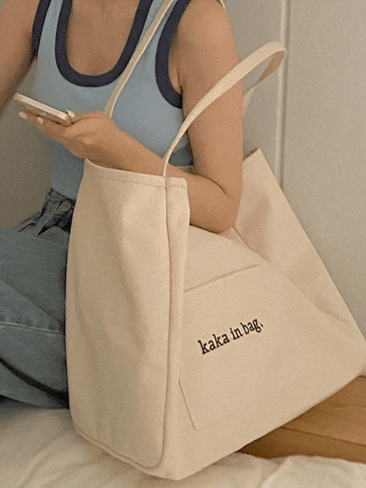 Style Core Aesthetics, New Style Trends - Sac fourre-tout à poche à motif de lettres