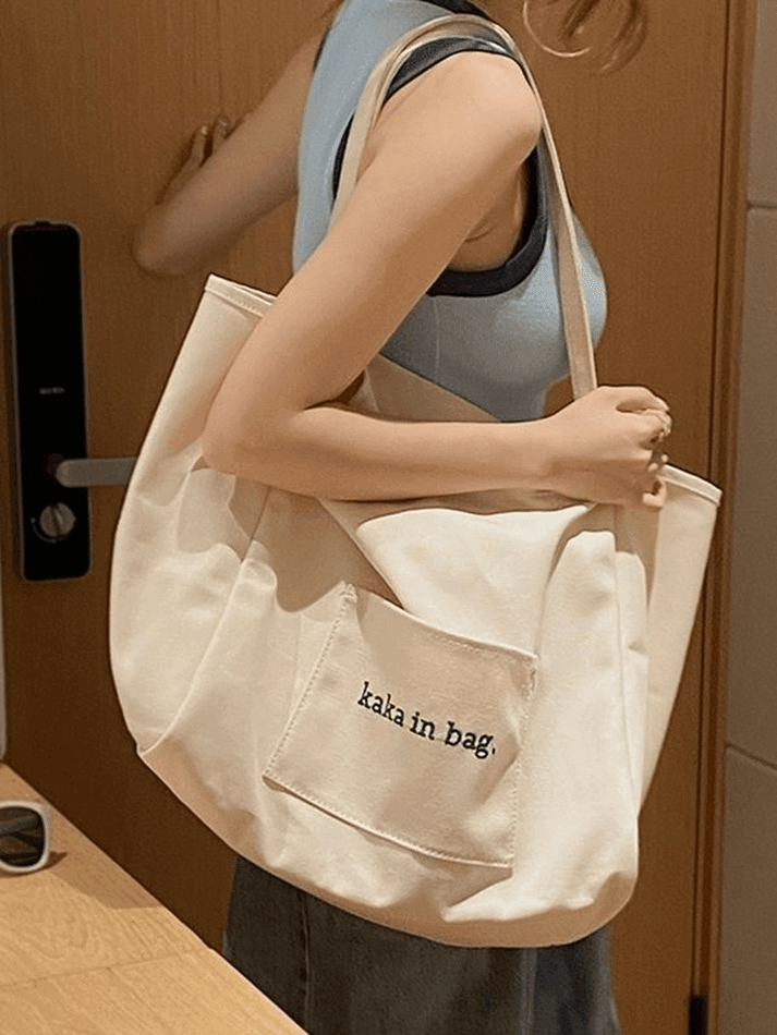 Style Core Aesthetics, New Style Trends - Sac fourre-tout à poche à motif de lettres