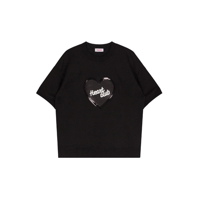 Style Core Aesthetics, New Style Trends - Sequin Heart Club T-Shirt
