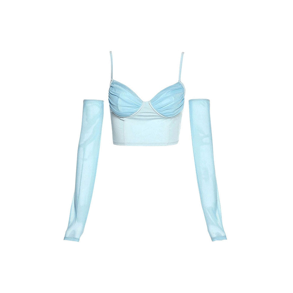 Style Core Aesthetics, New Style Trends - Sky Blue Top & Gloves Set