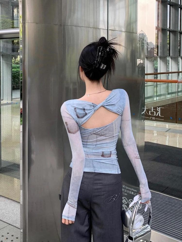 Style Core Aesthetics, New Style Trends - Sky Cut Out Ruched Top