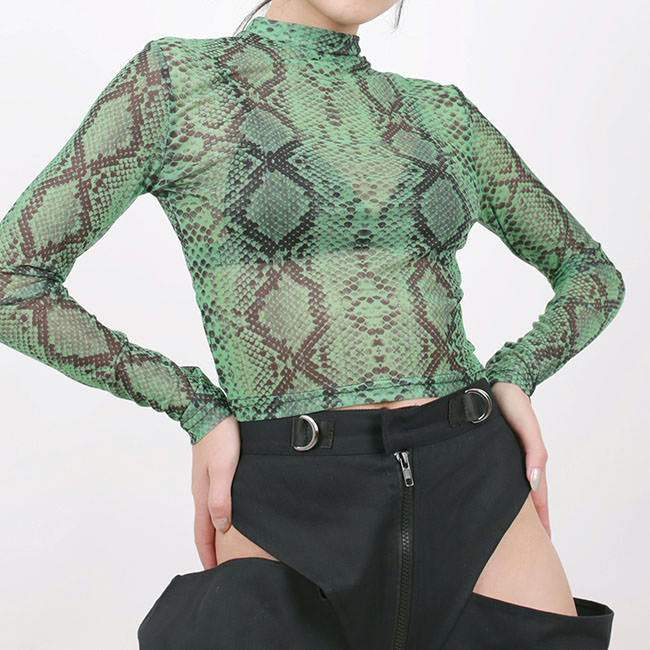 Style Core Aesthetics, New Style Trends - Snakeskin Mesh Top