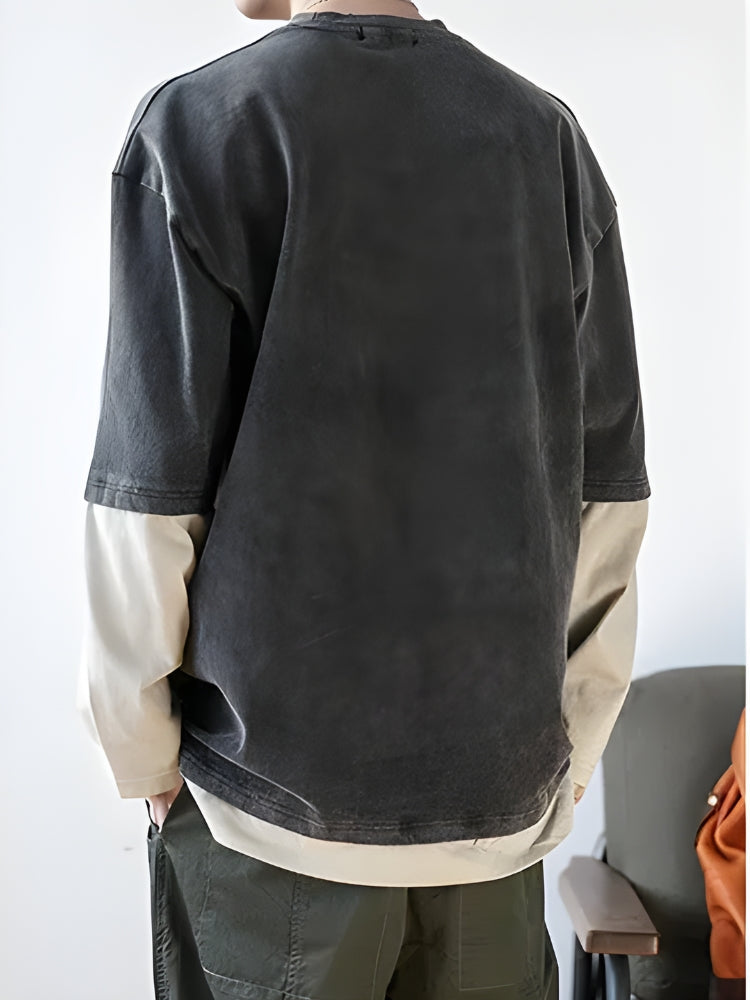 Style Core Aesthetics, New Style Trends - Soft Boy Layered Sleeve Sweatshirt