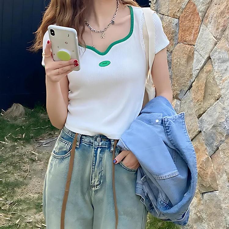 Style Core Aesthetics, New Style Trends - Soft Girl Basic Corduroy Top