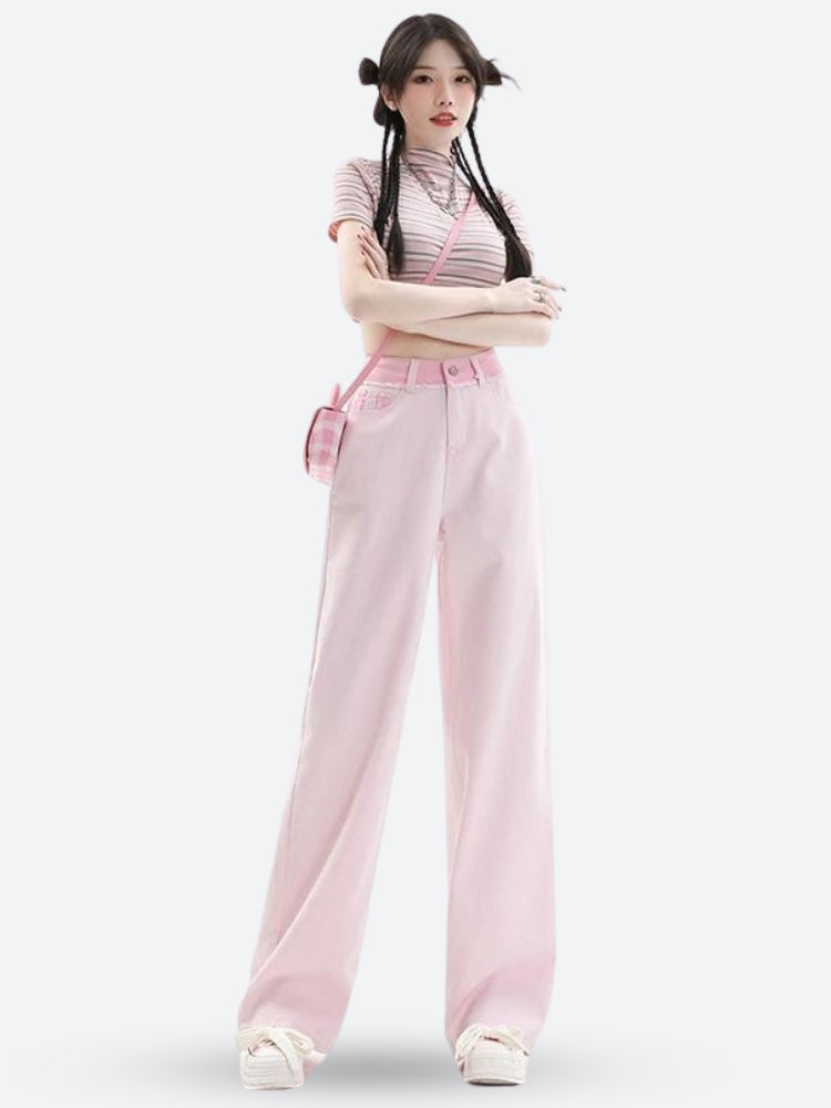 Style Core Aesthetics, New Style Trends - Soft Girl Distressed Straight Leg Pants