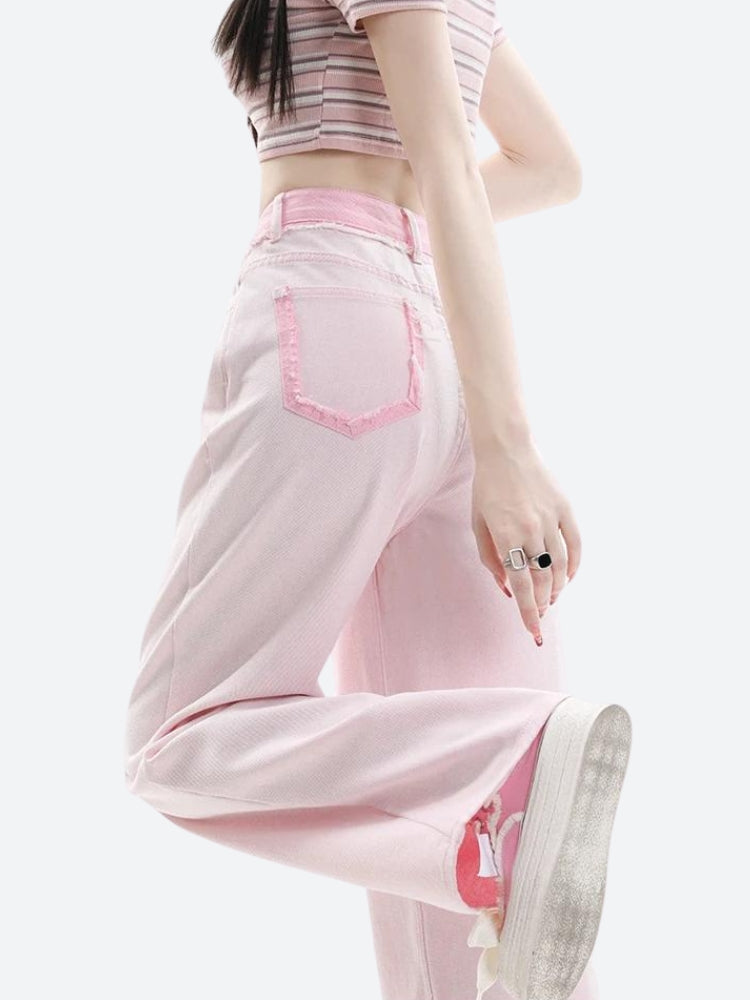 Style Core Aesthetics, New Style Trends - Soft Girl Distressed Straight Leg Pants