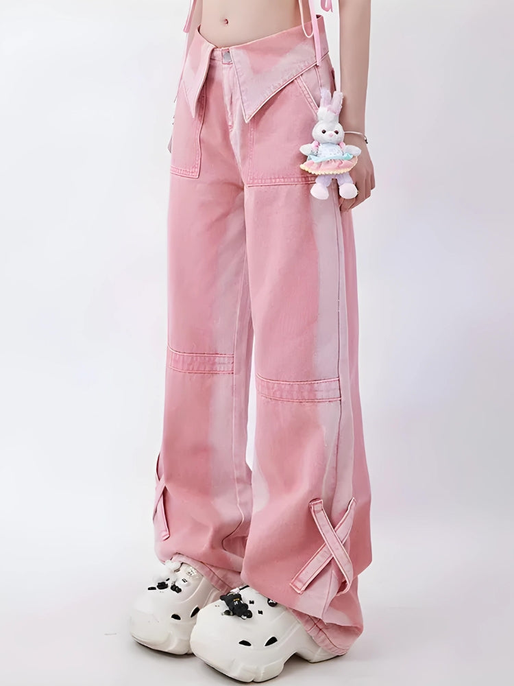 Style Core Aesthetics, New Style Trends - Soft Girl Folded Waist Jeans