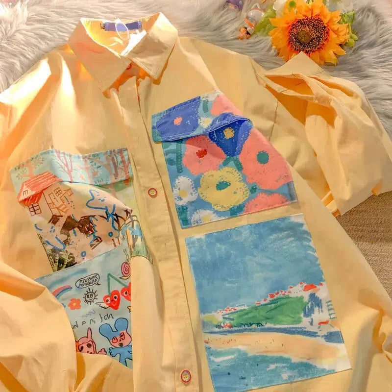 Style Core Aesthetics, New Style Trends - Soft Girl Oil Painting Shirt