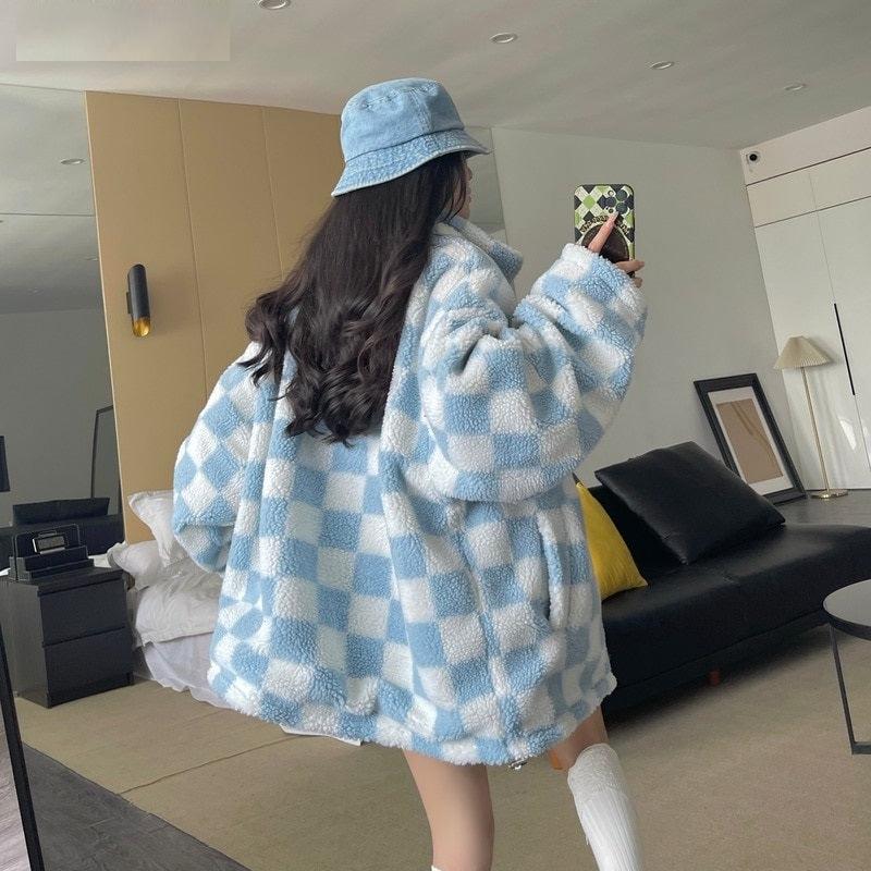 Style Core Aesthetics, New Style Trends - Soft Girl Reversible Checkered Jacket