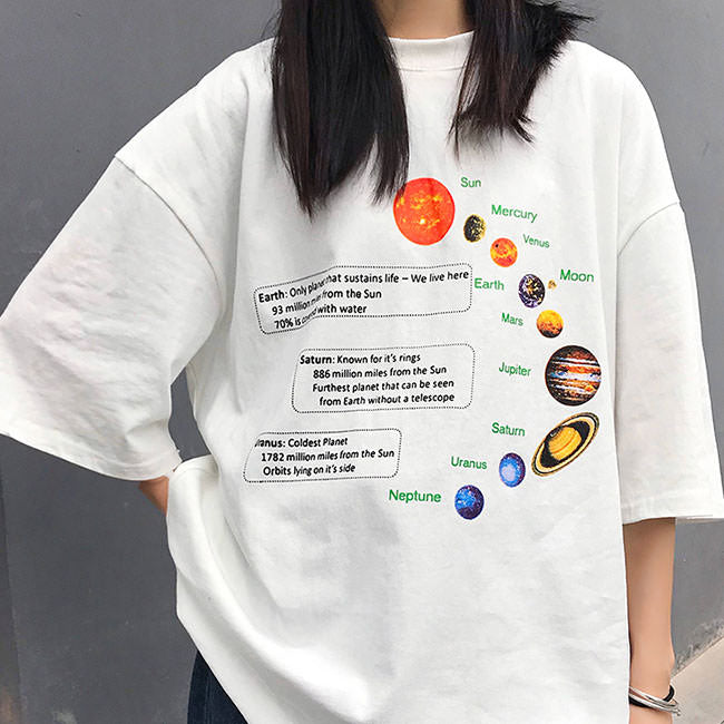Style Core Aesthetics, New Style Trends - Solar System Oversized Tee