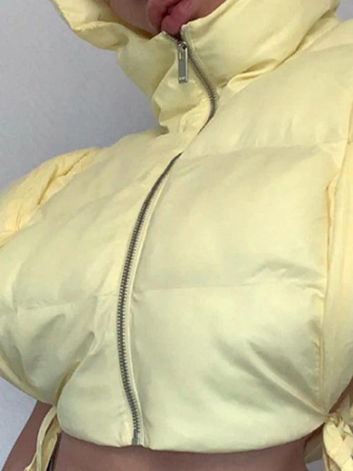 Style Core Aesthetics, New Style Trends - Solid Color Lace Up Hooded Sleeveless Jacket