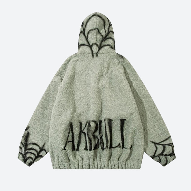 Style Core Aesthetics, New Style Trends - Spider Full Zip-Up Teddy Hoodie Jacket