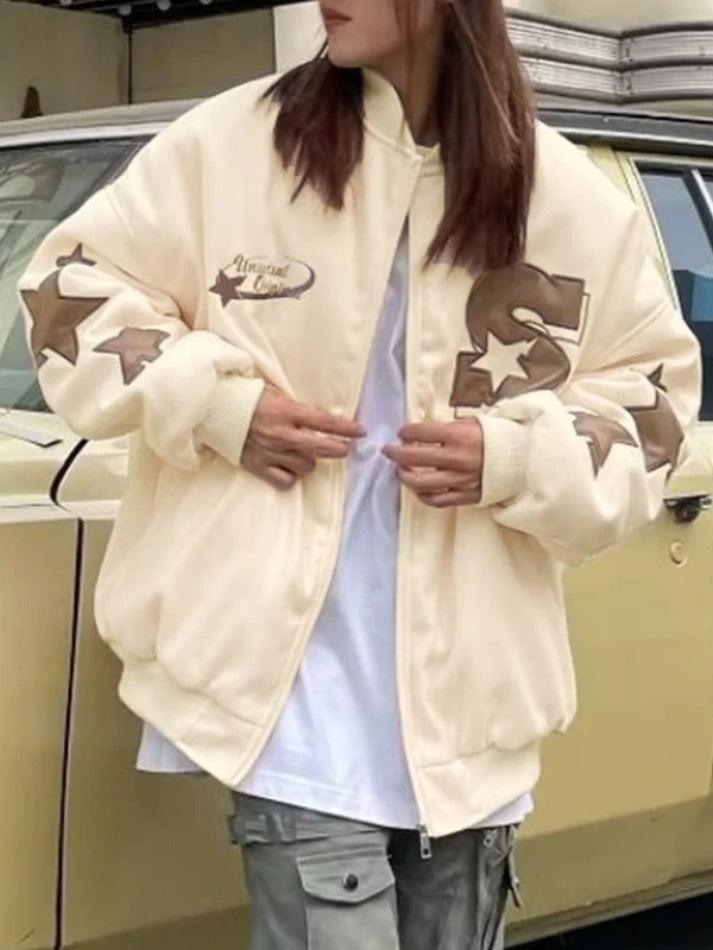 Style Core Aesthetics, New Style Trends - Street Embroidery Print Loose Baseball Jacket