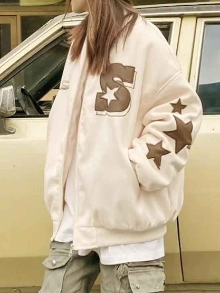 Style Core Aesthetics, New Style Trends - Street Embroidery Print Loose Baseball Jacket