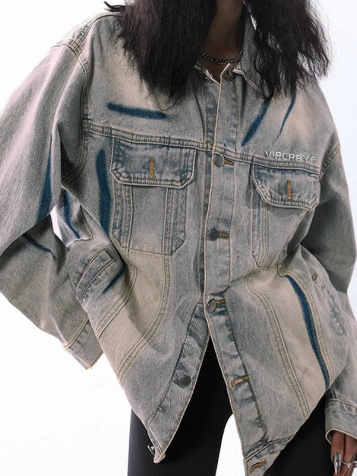 Style Core Aesthetics, New Style Trends - Street Washed Distressed Graffiti Jacket