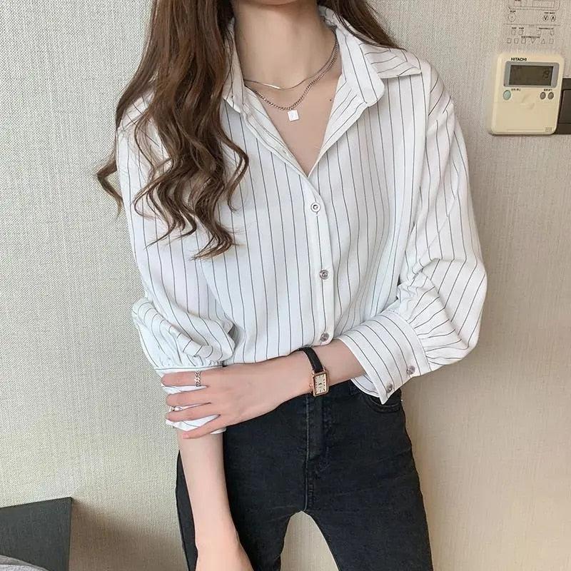 Style Core Aesthetics, New Style Trends - Striped Classic Long Sleeve Shirt