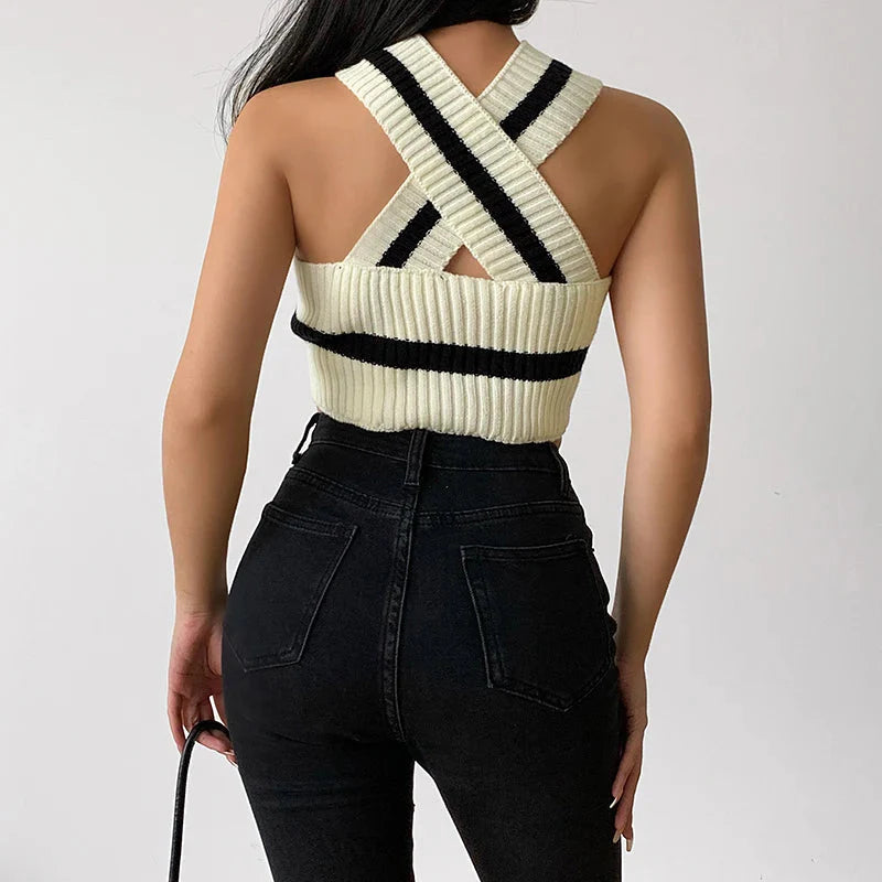 Style Core Aesthetics, New Style Trends - Striped Knitted Crop Top