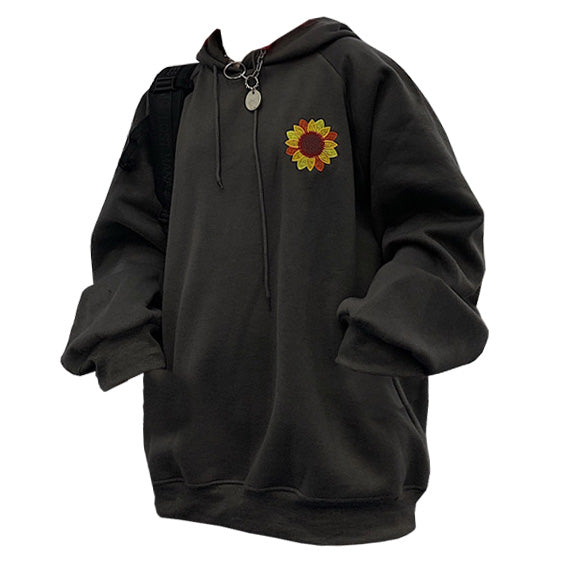 Style Core Aesthetics, New Style Trends - Sunflower Embroidered Hoodie