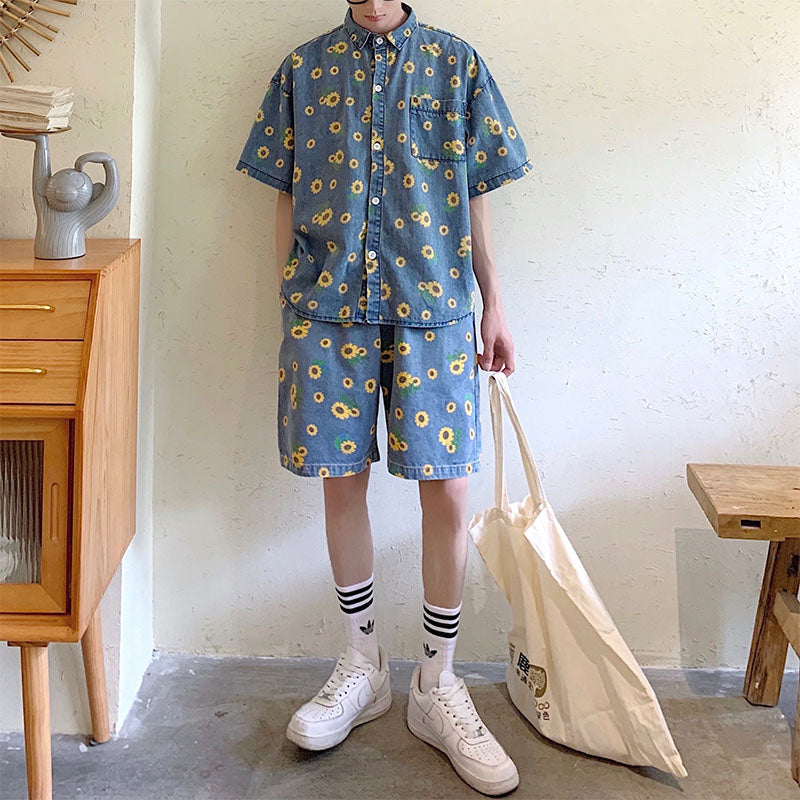 Style Core Aesthetics, New Style Trends - Sunflowers Denim Shirt