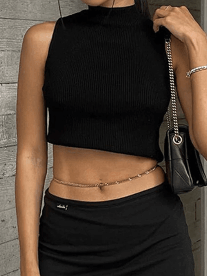 Style Core Aesthetics, New Style Trends - Tie Back Ribbed Cropped Tank Top