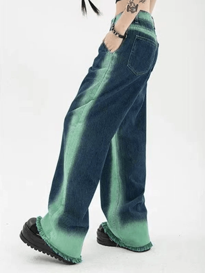Style Core Aesthetics, New Style Trends - Tie Dye Distressed Baggy Boyfriend Jeans