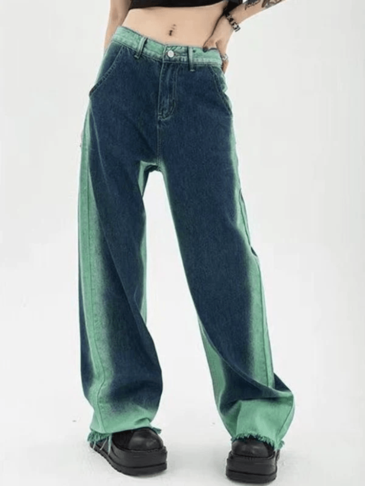 Style Core Aesthetics, New Style Trends - Tie Dye Distressed Baggy Boyfriend Jeans