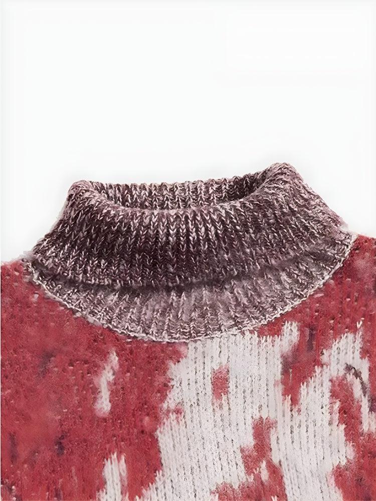 Style Core Aesthetics, New Style Trends - Tie Dye Turtle Neck Knitted Sweater