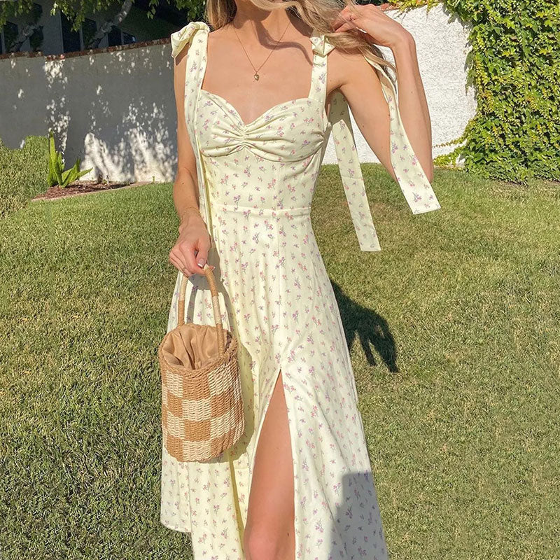 Style Core Aesthetics, New Style Trends - Tie Strap Cottagecore Midi Dress
