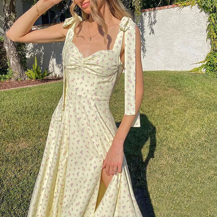 Style Core Aesthetics, New Style Trends - Tie Strap Cottagecore Midi Dress