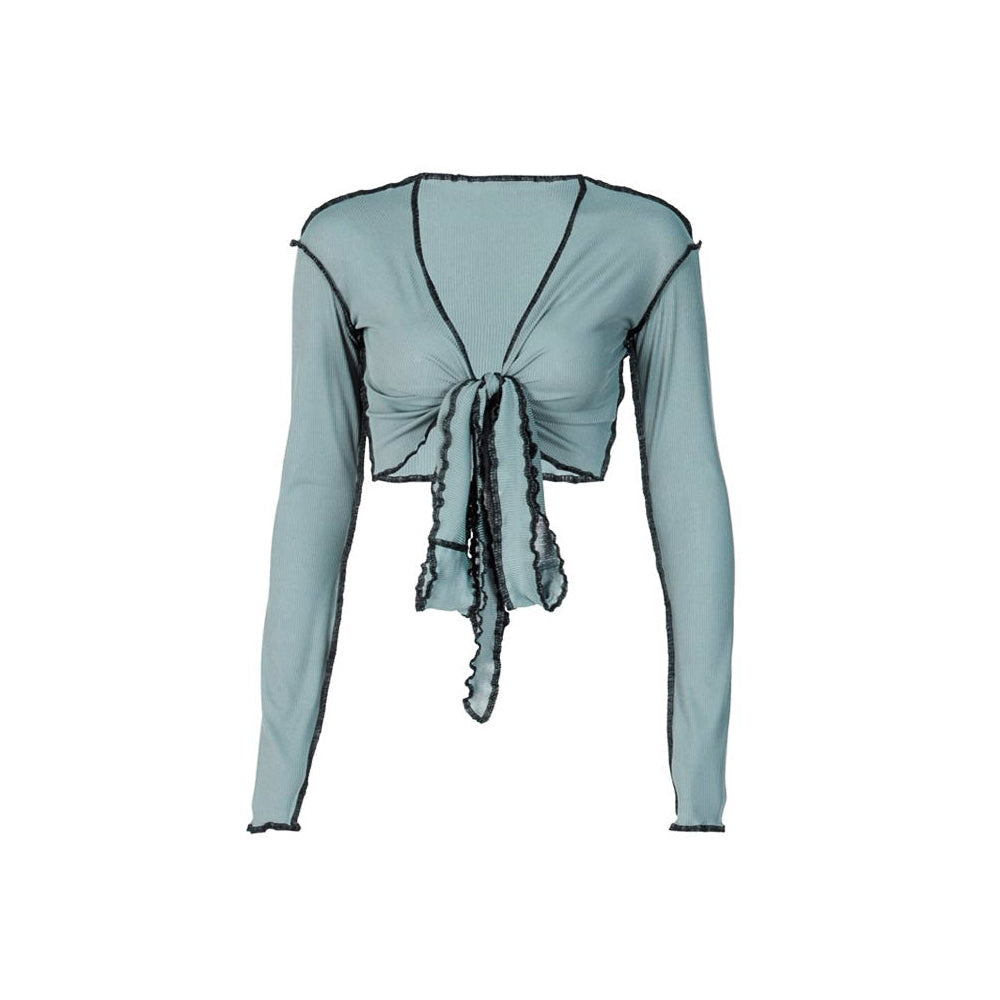 Style Core Aesthetics, New Style Trends - Trouble Maker Tie Front Crop Top