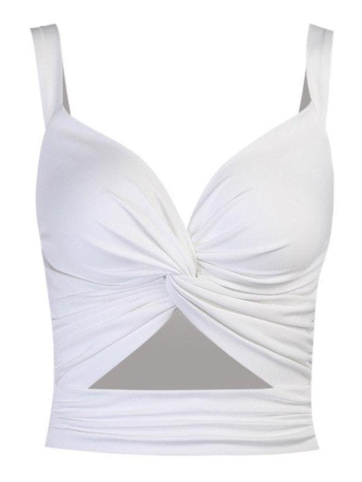 Style Core Aesthetics, New Style Trends - Twisted Cutout Crop Tank Top