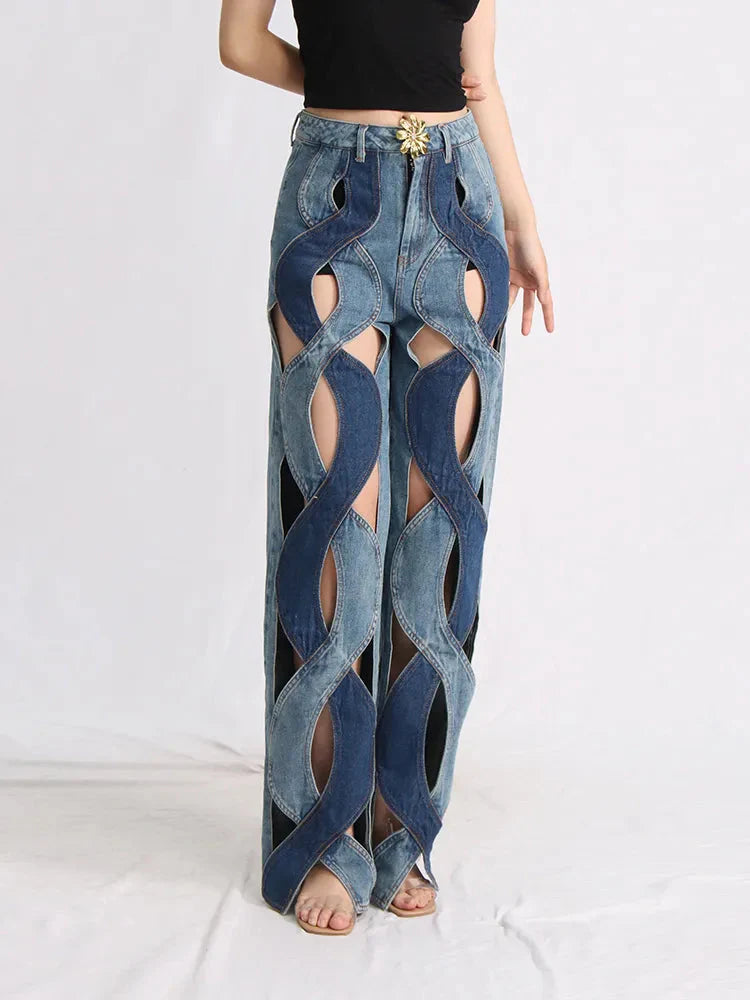 Style Core Aesthetics, New Style Trends - Two Different Denim Cut Out Jeans