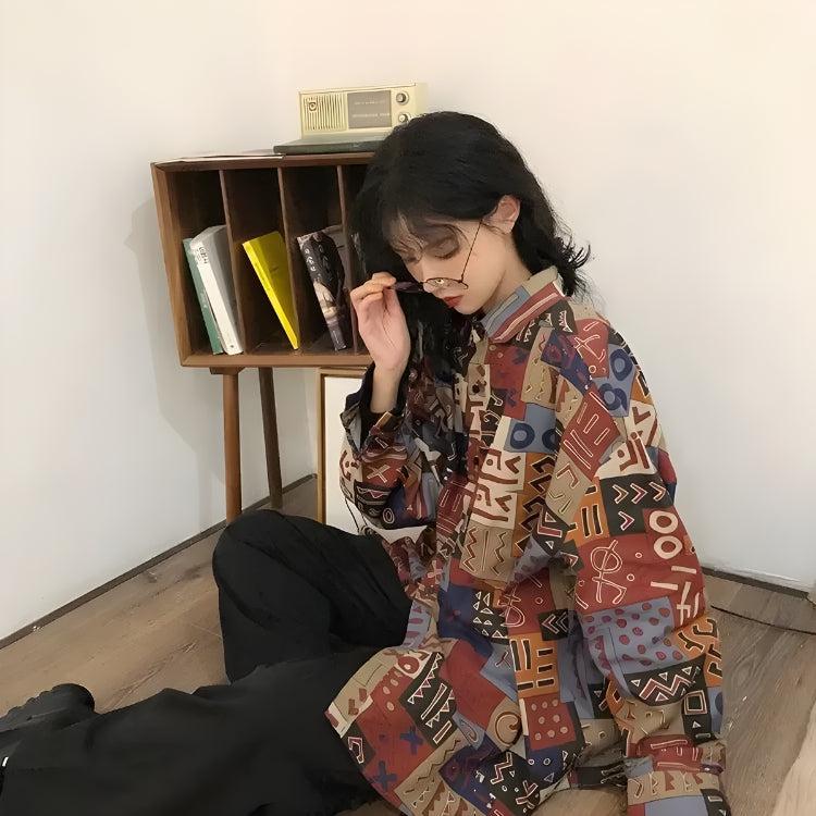 Style Core Aesthetics, New Style Trends - Vintage Abstract Designed Shirt