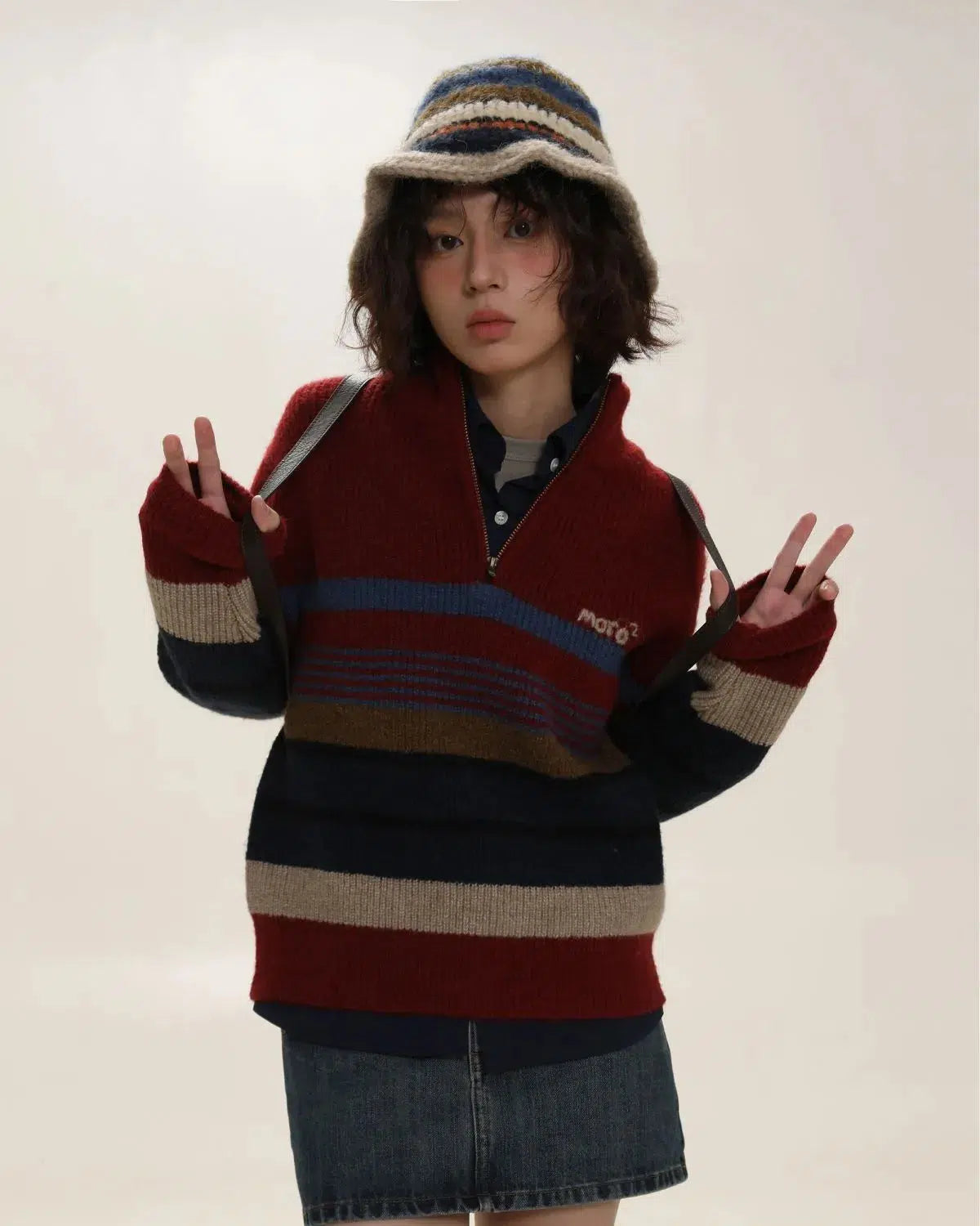 Style Core Aesthetics, New Style Trends - Vintage Aesthetic Knitted Zip Sweater