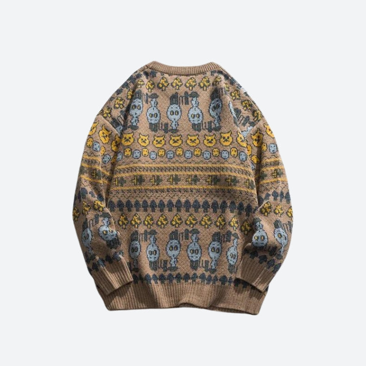 Style Core Aesthetics, New Style Trends - Vintage Animal Figures Knitted Sweater