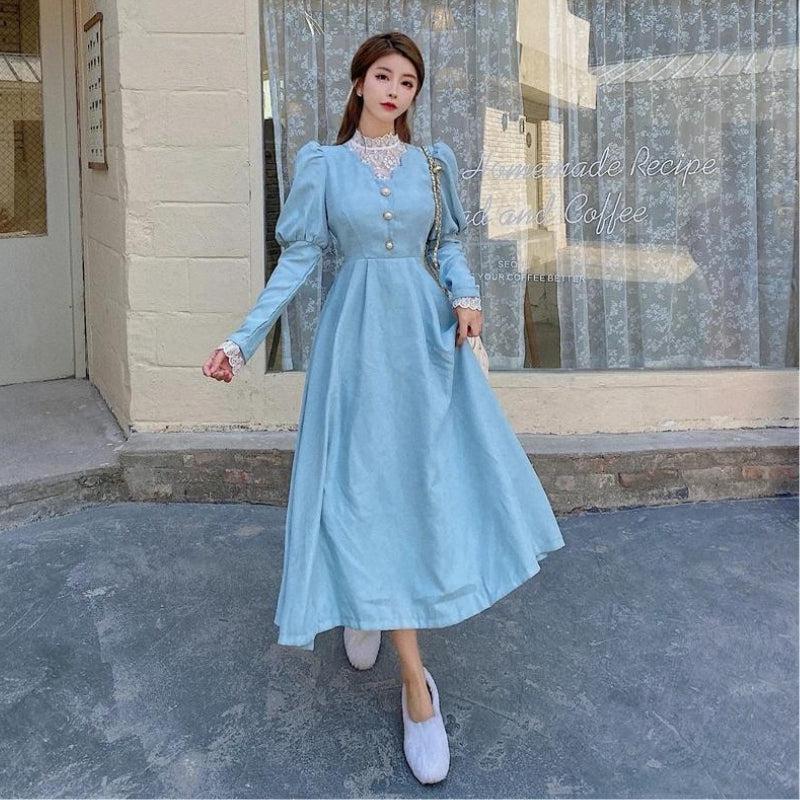 Style Core Aesthetics, New Style Trends - Vintage Balloon Sleeve Maxi Dress