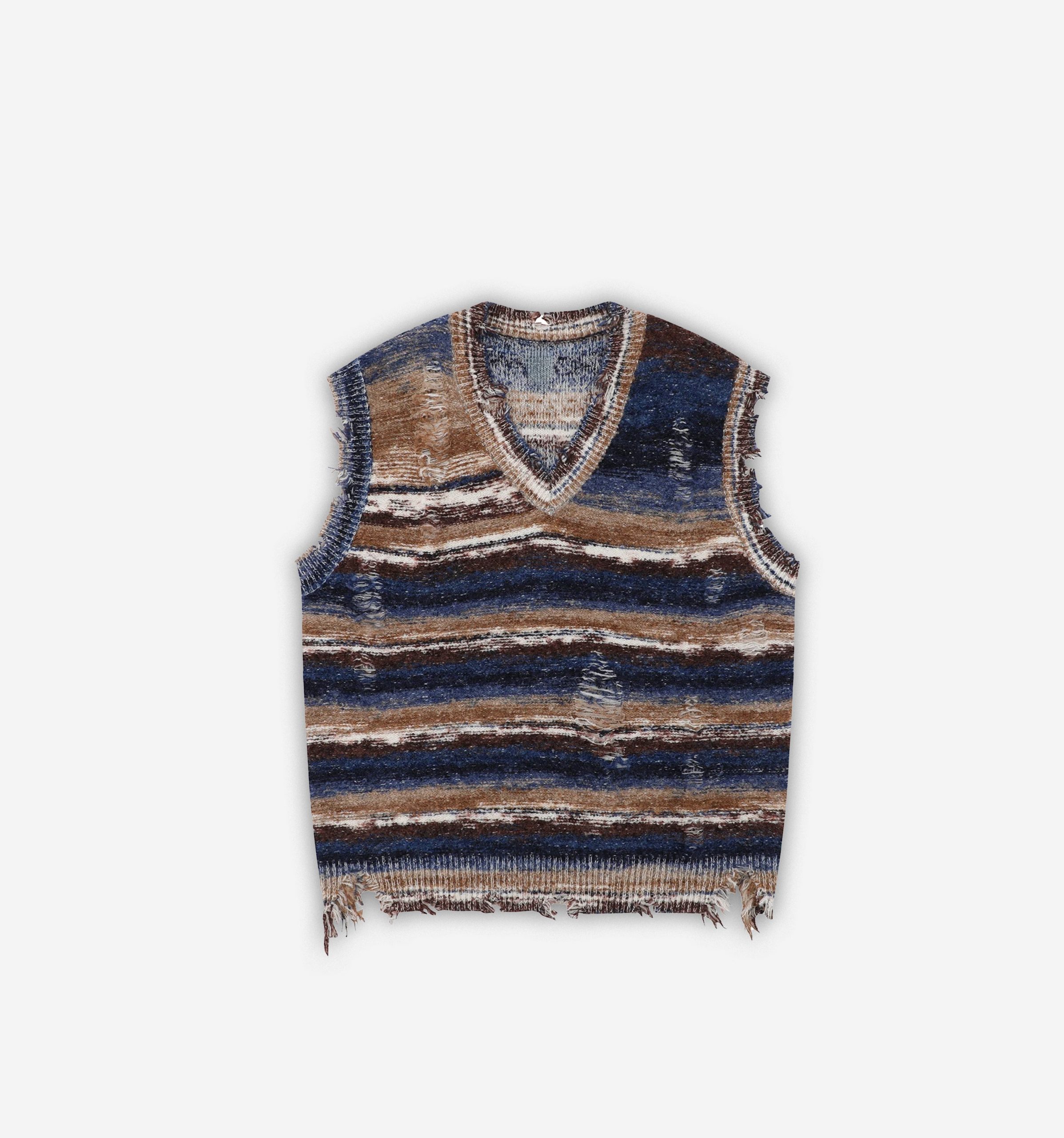 Style Core Aesthetics, New Style Trends - 'Vintage' Distressed Striped Knitted Vest