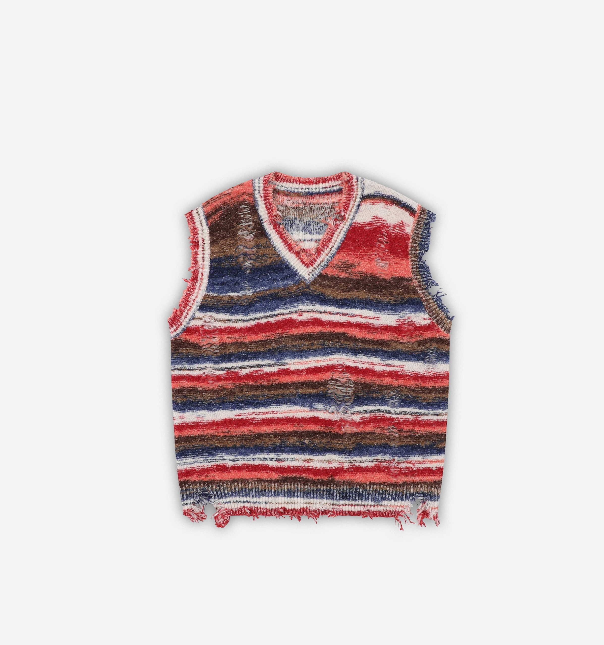 Style Core Aesthetics, New Style Trends - 'Vintage' Distressed Striped Knitted Vest