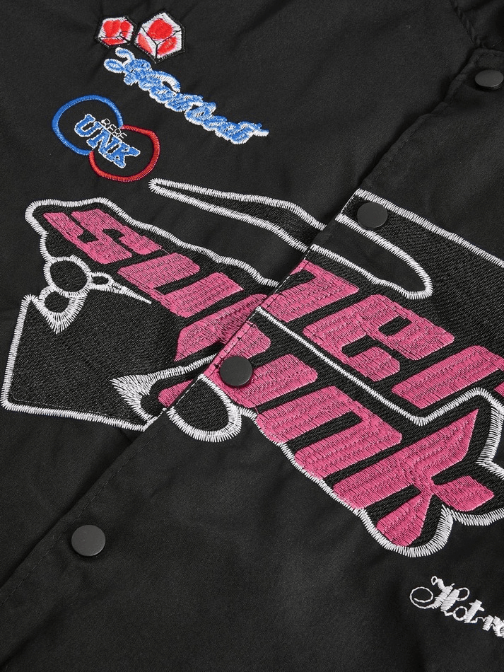 Style Core Aesthetics, New Style Trends - Vintage Embroidered Button-Down Motorcycle Varsity Jacket