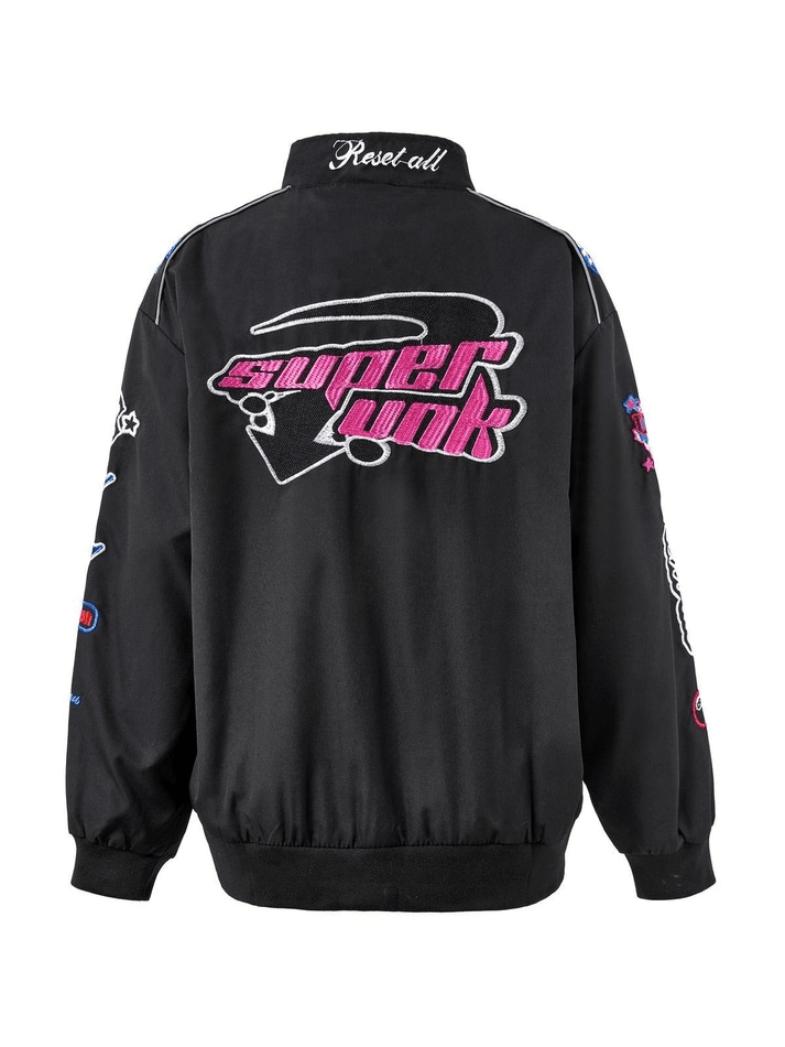 Style Core Aesthetics, New Style Trends - Vintage Embroidered Button-Down Motorcycle Varsity Jacket