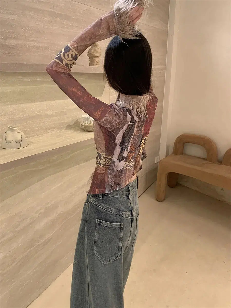 Style Core Aesthetics, New Style Trends - Vintage Faux Fur Detailed Lace Up Top