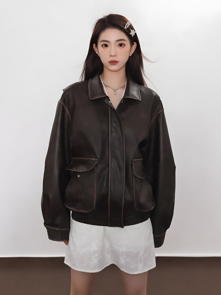 Style Core Aesthetics, New Style Trends - Vintage Faux Leather Jacket