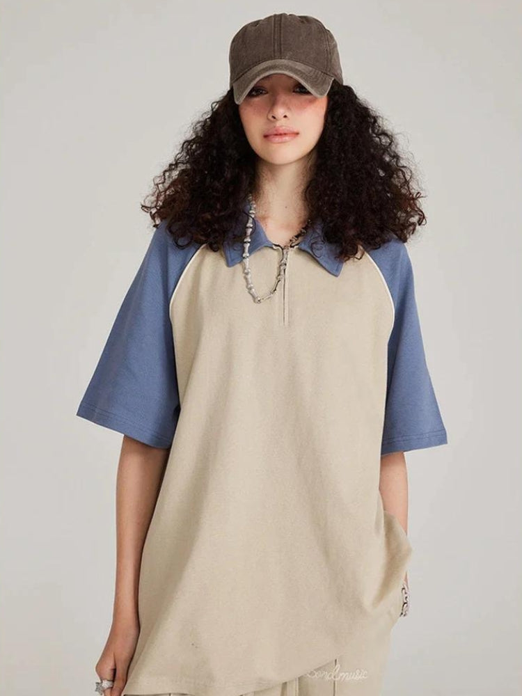 Style Core Aesthetics, New Style Trends - Vintage Half Zip-Up Polo Tee