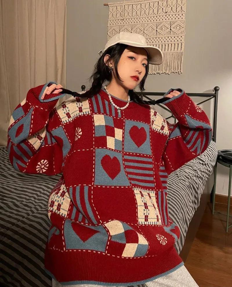 Style Core Aesthetics, New Style Trends - Vintage Heart Pattern Sweater