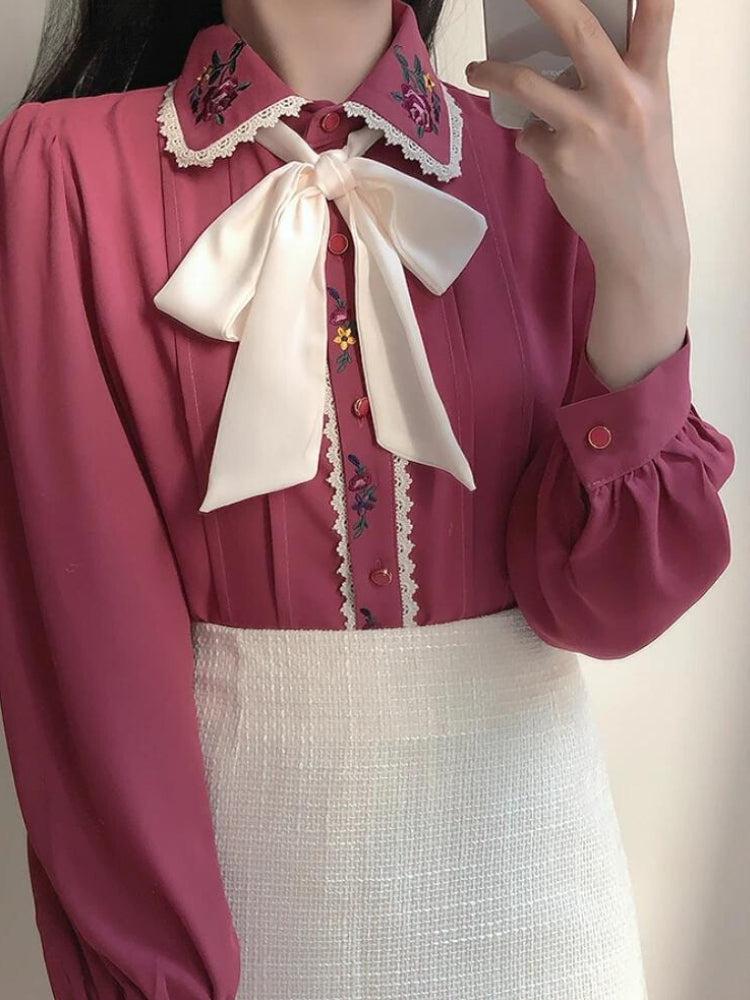 Style Core Aesthetics, New Style Trends - Vintage Rose Embroidered Shirt