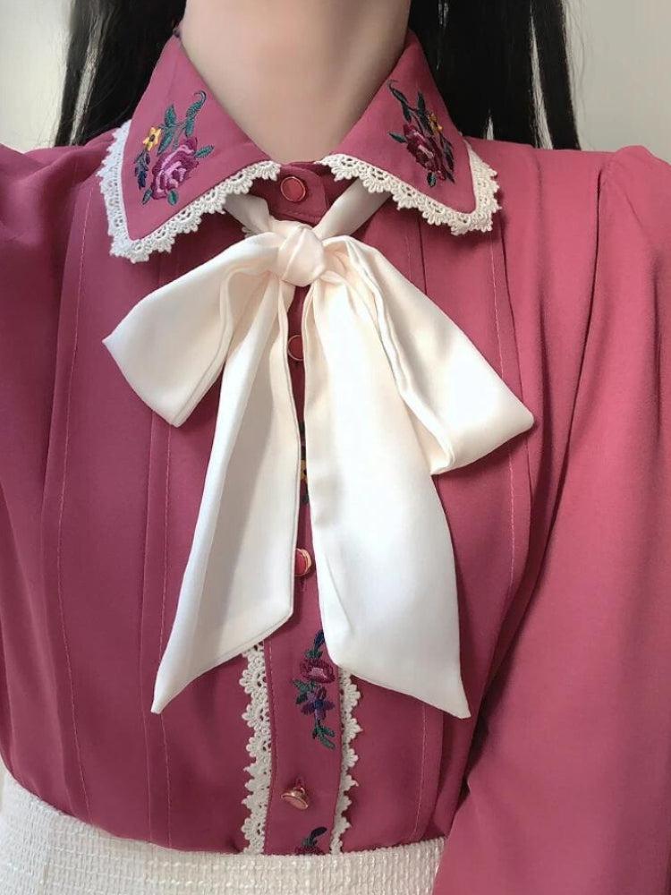 Style Core Aesthetics, New Style Trends - Vintage Rose Embroidered Shirt